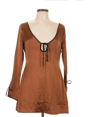 House of CB Long Sleeve Tie-Front Mini Dress